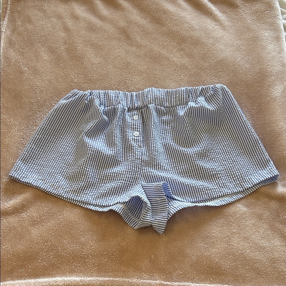 SHEIN Striped Shorts in Blue and White